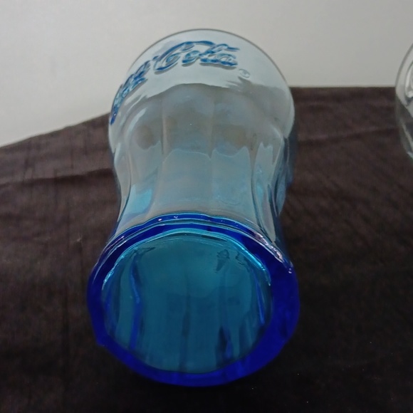 Coca Cola Coke Glassware Drinkware Stained Glass Blue Green Vintage - Picture 7 of 8